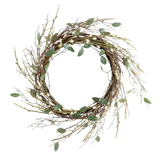 Dekorace umělý věnec vrbové větve s kočičkami Willow - Ø 42 cm 39058801