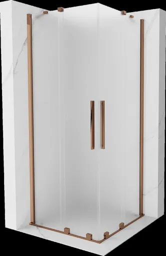 MEXEN/S Velar Duo sprchový kout, posuvné dveře 80 x 80, dekor, růžové zlato 871-080-080-32-60
