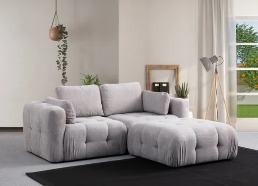 Rohová sedací souprava Amaris 2 Seater With Pouffe - Light Grey