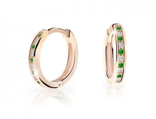 Cutie Jewellery Nadčasové kruhové náušnice z růžového zlata C3343-80-X-4 zelená