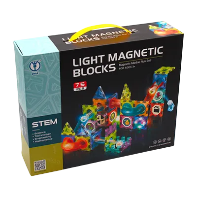 Kuličková dráha - magnetická, svítící stavebnice (75 ks)