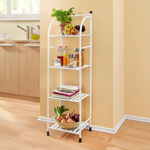 Die moderne Hausfrau Kuchyňský kovový regál se 4 policemi, bílý