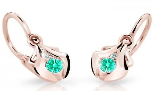 Cutie Jewellery Dětské náušnice z růžového zlata C2224-10-X-4 světle zelená