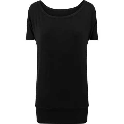 Build Your Brand Lehké prodloužené dámské tričko s krátkým rukávem - Černá | L