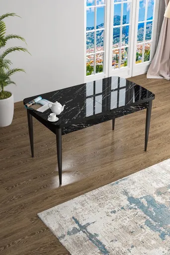 Jídelní stůl Han - Black Marble, Black