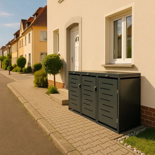 Kovový přístřešek pro 3 popelnice, antracit, 197×116×80 cm