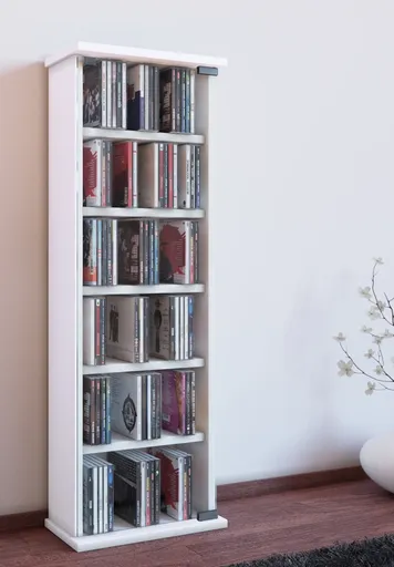 VCM Vitrína na CD a DVD Vetro, bílá