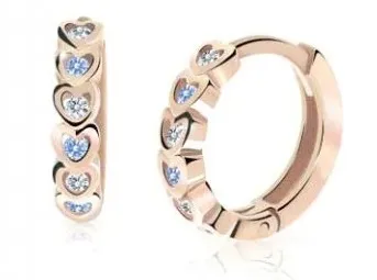 Cutie Jewellery Dětské kruhové náušnice z růžového zlata C3339-80-X-4 světle modrá
