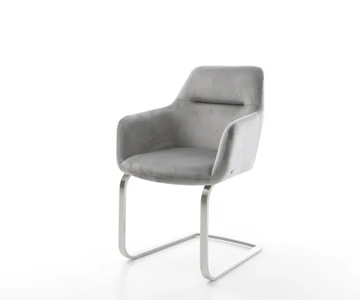 Jídelní židle Pejo-Flex šedá samet konzolová podnož plochá