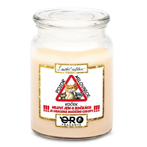 Svíčka Pozor milovnice koček (Vůně svíčky: Vanilka)