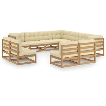 11dílná zahradní souprava a podušky medově hnědá borovice , 3076937 (3076937)