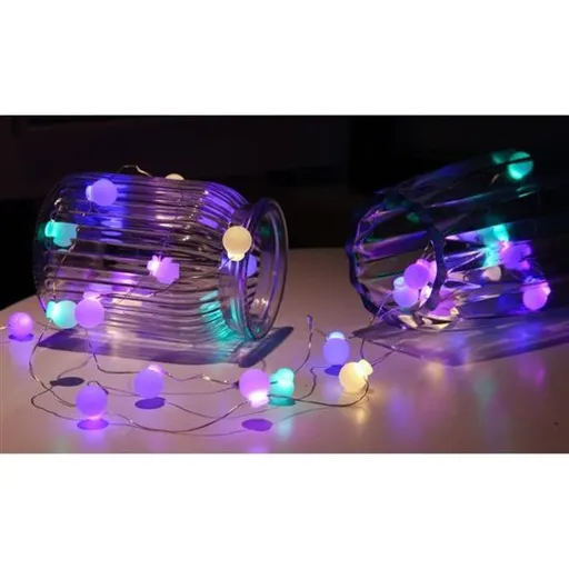 LED vánoční řetěz barevné koule, 40 x LED, 4 m, 2 x AA