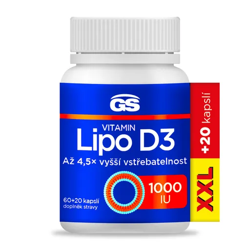 GS Vitamin Lipo D3 1000 IU XXL 60+20 kapslí