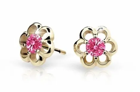 Cutie Jewellery Zlaté dětské náušnice C1947-30-X-1 fuchsiová