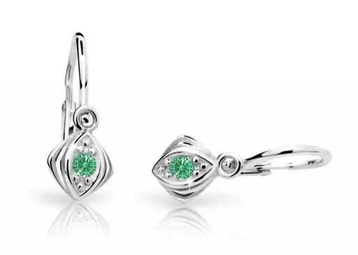 Cutie Jewellery Dětské náušnice z bílého zlata C1897-10-X-2 zelená