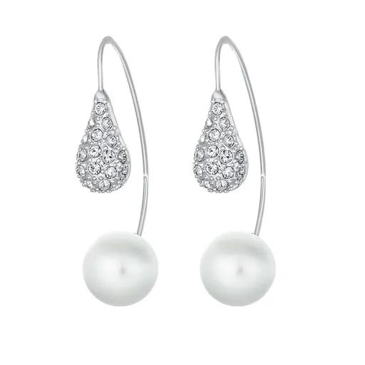 CRYSTalp Moderní náušnice s krystaly Swarovski a perlou LuxePearl 42369.R