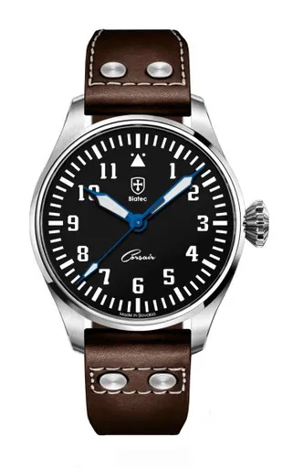 Biatec Corsair Vintage 01 - Tmavě hnědý kožený pilot řemínek