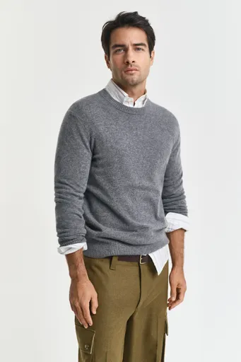 SVETR GANT CASHMERE C-NECK CHARCOAL MELANGE