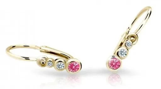 Cutie Jewellery Zlaté dětské náušnice C2255-10-X-1 fuchsiová
