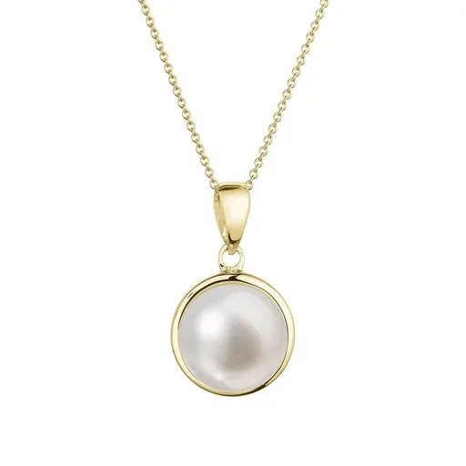 Evolution Group - Pavona Zlatý dámský náhrdelník s bílou říční perlou 92P00053