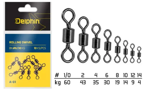 Delphin Obratlík Rolling Swivel A-01 10ks,Delphin Obratlík Rolling Swivel A-01 10ks