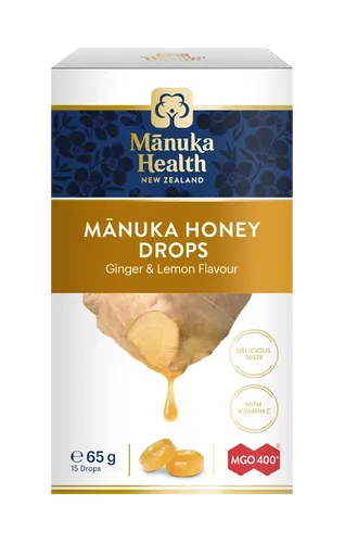 Manuka Health Bonbóny Manuka MGO ™ 400 + se zázvorem a citronem 65g