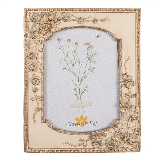 Béžovo-zlatý antik romantický fotorámeček s růžemi - 18*3*23/ 13*18 cm 2F1058