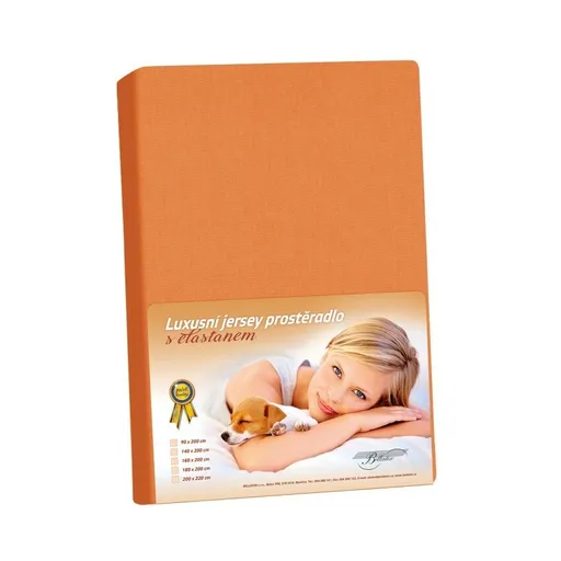 Bellatex Jersey prostěradlo s elastanem mandarinková, 180 x 200 cm