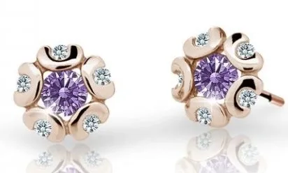 Cutie Jewellery Dětské náušnice z růžového zlata C2178-30-X-4 fialová