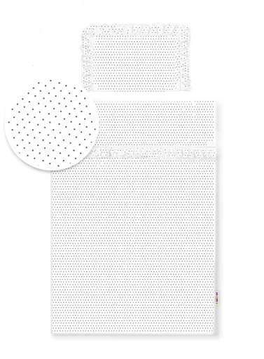 Baby Nellys 2-dílné bavlněné povlečení s volánky - bílé/tečky modré, 135x100 cm,