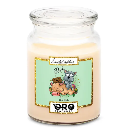 Svíčka Psí znamení – býk (Vůně svíčky: Vanilka)