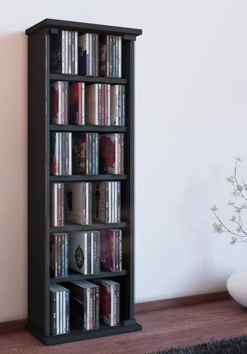 VCM Vitrína na CD a DVD Vetro, černá