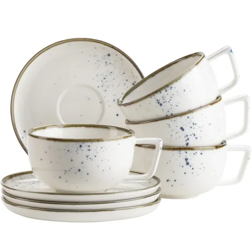 Mäser 8dílná sada šálků na kávu Pintar White modré tečky