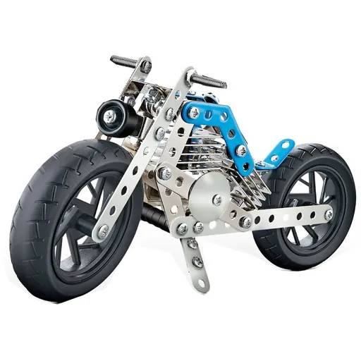 Alltoys Kovová stavebnice motorka modrá 140 dílků