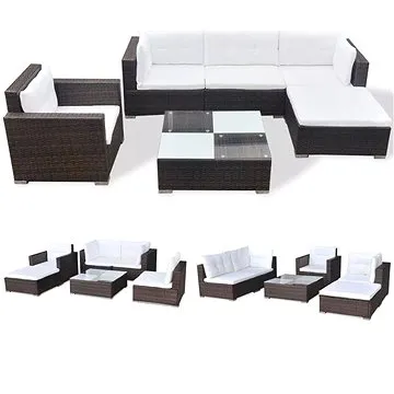 6dílná zahradní sedací souprava s poduškami polyratan hnědá 41873 41873 (41873)