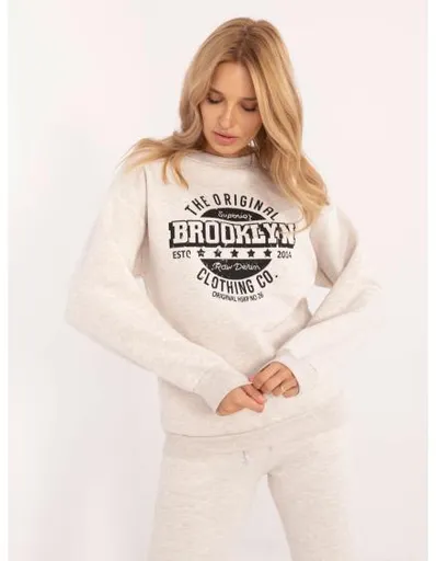 Dámská mikina oversize s potiskem světle béžová