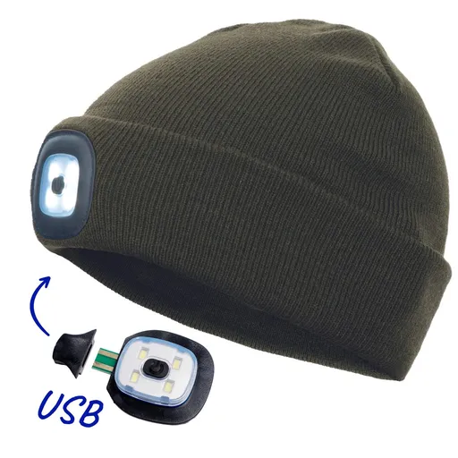 Cerva Čepice se světlem DEEL LED - Tmavě olivová