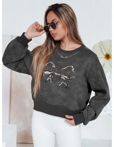 Dámská krátká mikina oversize s motivem tie-dye DENVIS grafitová