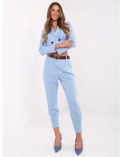 Světle modré tepláky s dlouhou šňůrkou v pase