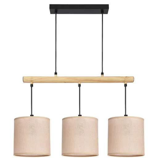 Kombinovaná závěsná lampa černá 3x60W E27 béžové stínidlo