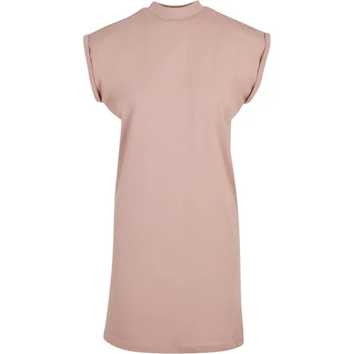 Build Your Brand Ležérní bavlněné šaty se stojáčkem - Starorůžová | 3XL