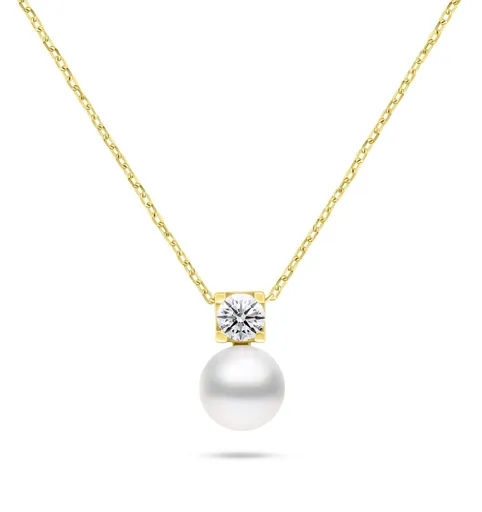 Brilio Silver Pozlacený náhrdelník s pravou perlou a kubickým zirkonem NCL212Y