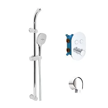 Mereo Vanový set s termostatickou podomítkovou tlačítkovou baterií - 2-cestná - oválný kryt