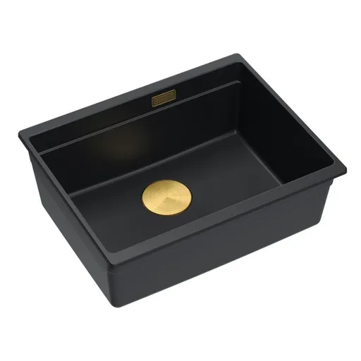 Quadron Granitový dřez Logan 100 Black Zlaty HQJ6045U7_PVDG1_U