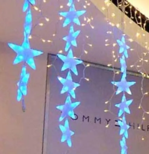 MKI QUICK FIX závěs Falling STAR 70 7 hvězd LED 20x150cm studená bílá