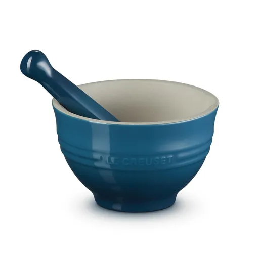 Hmoždíř s tloukem 11 cm, DEEP TEAL, kamenina, Le Creuset