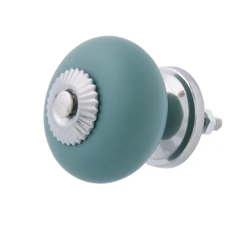 Zelená kulatá  úchytka se bronzovým koncem - Ø 4*3 cm Clayre & Eef