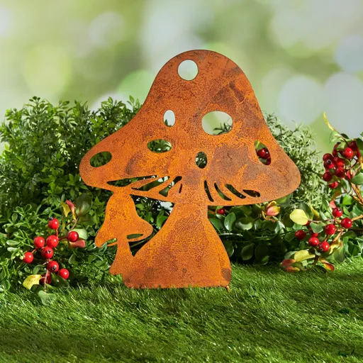 Kovová dekorace s hrotem k zapíchnutí Houba