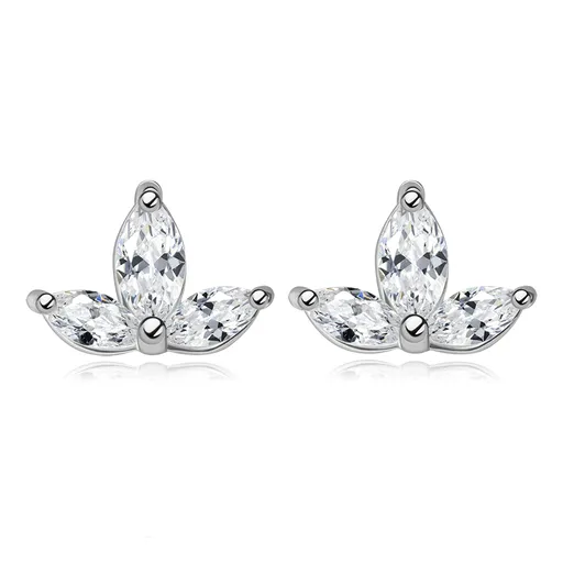 Náušnice ze stříbra 925 - květina, čiré zirkony, přívěsky