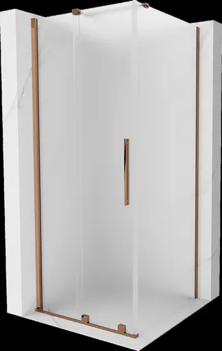 MEXEN/S Velar sprchový kout, posuvné dveře 90 x 90, dekor, růžové zlato 871-090-090-31-60